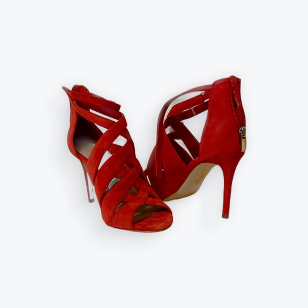 Lord and Taylor 424 Fifth Red Suede High Heeled Sandals